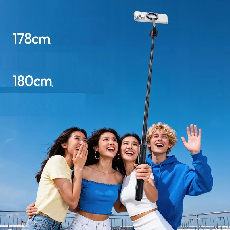 ULANZI SK-21 auto-open 2-in-1 statív a selfie tyč 180 cm s MagSafe magnetickým držiakom telefónu a Bluetooth diaľkovým spúšťačom