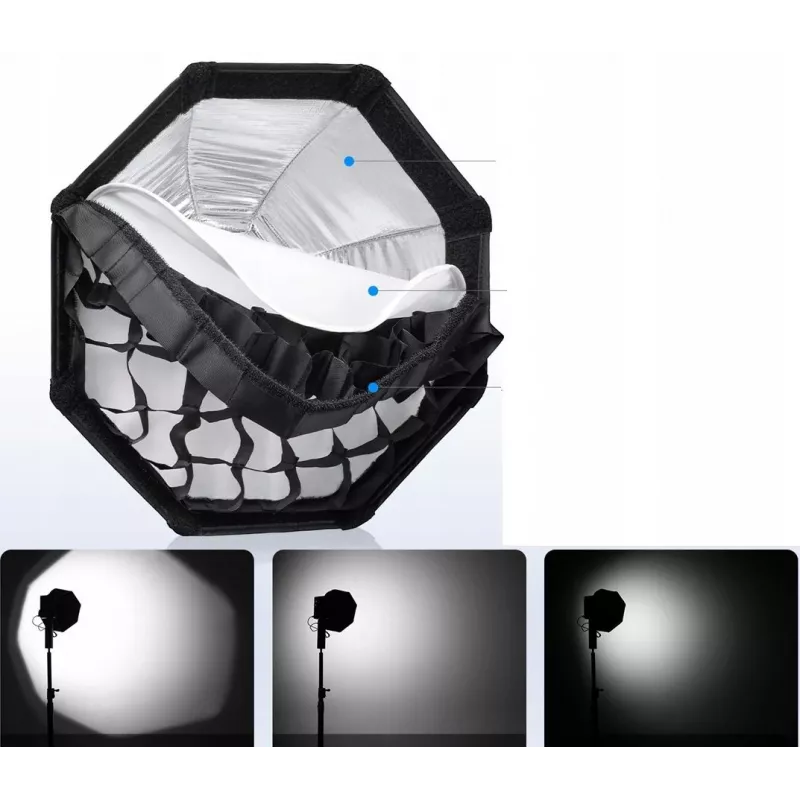 Ulanzi Fold QS30 30cm osemuholníkový softbox s mriežkou, rýchloupínanie, mini Bowens mount
