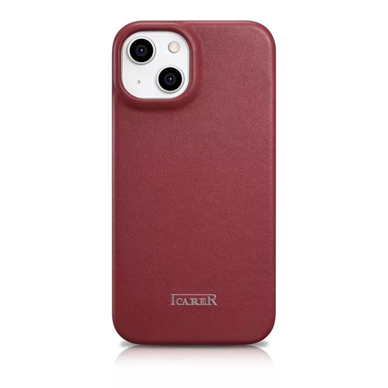 Icarer CE Premium kožené folio puzdro pre iPhone 14 Plus s magnetickou klopou MagSafe červená (WMI14220715-RD)