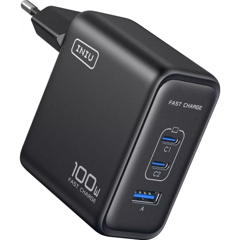 INIU Leopard Charger 100W GaN USB-C EU zástrčka čierna