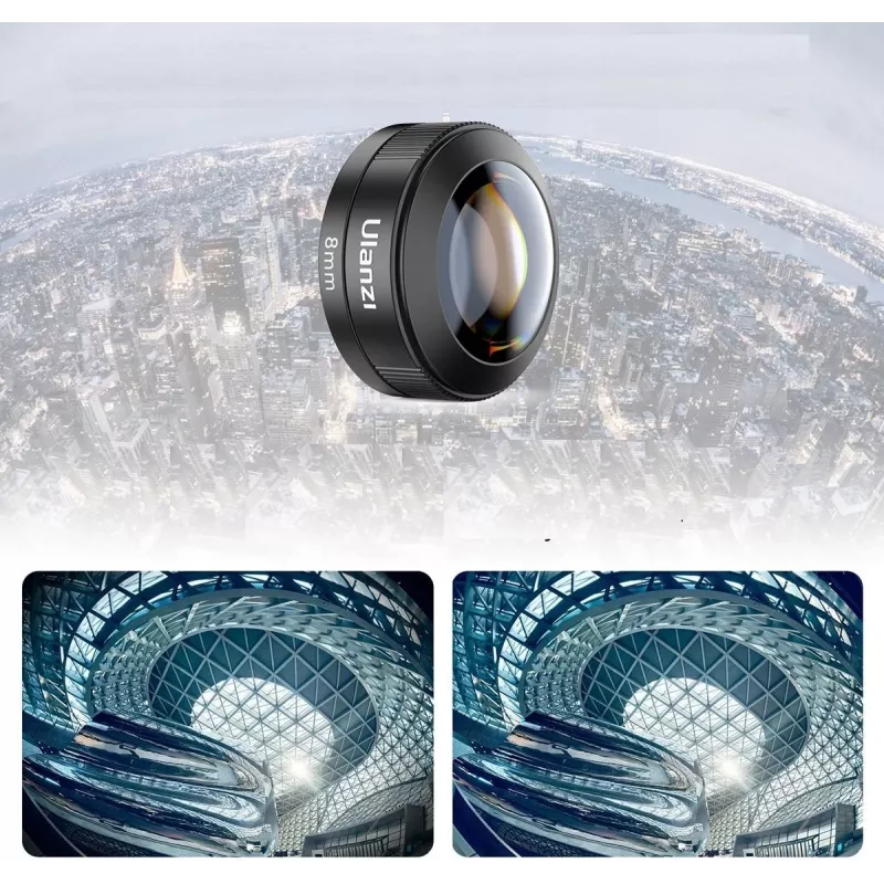 Ulanzi CL-004 8mm rybie oko objektív pre smartfón - čierny