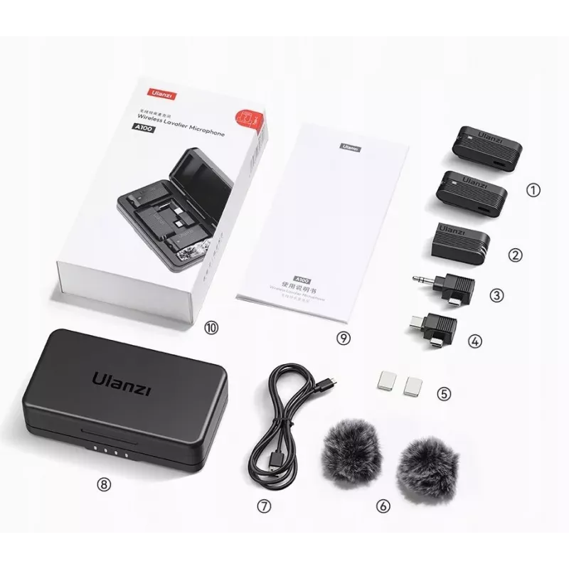 Ulanzi A100 bezdrôtový mikrofón USB-C / USB-A / 3,5mm jack
