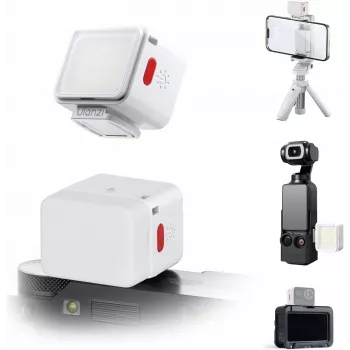 ULANZI DG01 mini LED videolampa s magnetickým upevnením a adaptérom na kameru, 1W, 500mAh, Bi-Color 2700K-6500K, biela