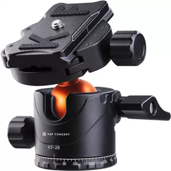 K&F Concept BH-28L guľová hlava, zaťaženie 10kg, guľa 28mm, Arca-Swiss, čierna