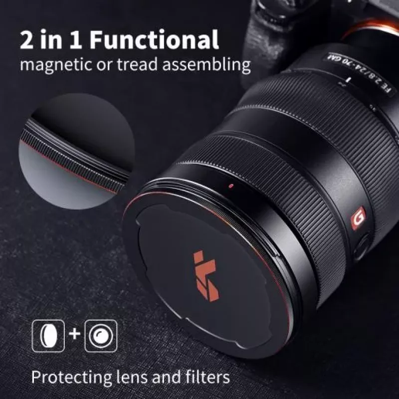 K&F Concept M-Cap magnetický kryt objektívu 77mm čierny