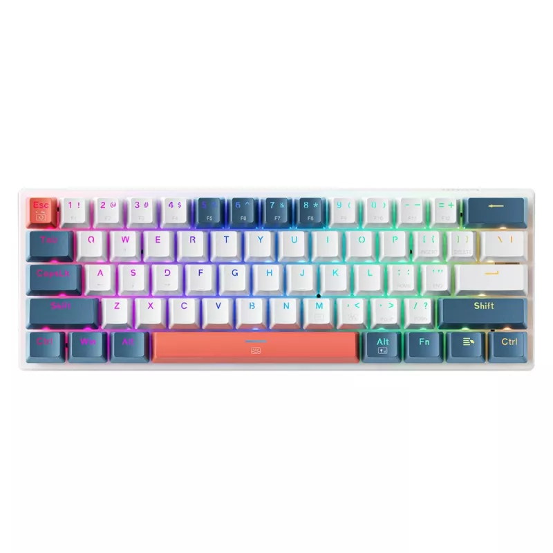 Machenike K500-B61 káblová mechanická herná klávesnica, 61 klávesov, Red Switch, bielo-modrá