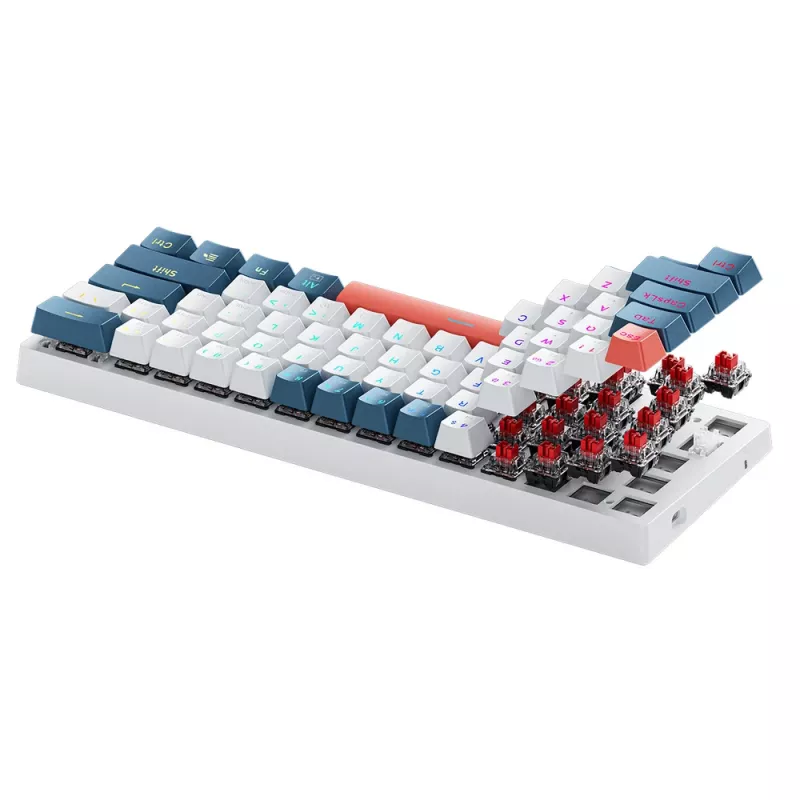 Machenike K500-B61 káblová mechanická herná klávesnica, 61 klávesov, Red Switch, bielo-modrá
