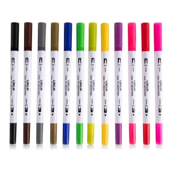 LOKLiK Dual Tip Brush Pens - 12 farieb