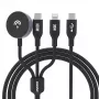 Dudao A12Max+ 3-in-1 multi-nabíjací kábel USB-C na Lightning + USB-C + Apple Watch, 100W PD, 1,2m, čierny
