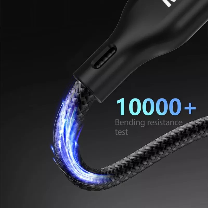Dudao A12Max+ 3-in-1 multi-nabíjací kábel USB-C na Lightning + USB-C + Apple Watch, 100W PD, 1,2m, čierny