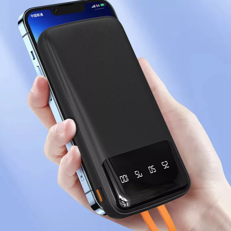 Dudao K6Pro univerzálna power banka 10000mAh s USB, USB-C, Lightning káblom čierna (K6Pro-black)