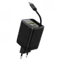 Dudao A67EU GaN 67W nabíjačka s integrovaným výsuvným USB-C káblom, Power Delivery Quick Charge - čierna