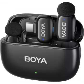 BOYA mini 2-02 bezdrôtový mikrofónový systém 2,4 GHz USB-C - čierny