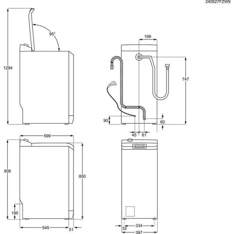 Electrolux EW6T5372P práčka s horným plnením, 7 kg, 1200 ot/min, energetická trieda C, biela