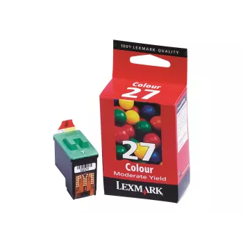 Lexmark č. 27 trikolórová atramentová kazeta (azúrová, purpurová, žltá) – štandardný výnos