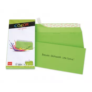 ELCO Color obálka C5/6 (114 x 229 mm), bez okienka, samolepiaca, 100 g/m², intenzívne zelená, 25 ks (74617.62)