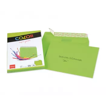 ELCO Color obálka C5 (162 x 229 mm), bez okienka, samolepiaca, 100 g/m², zelená, 25 ks (74618.62)