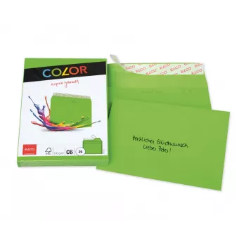 ELCO Color obálka C6 (114 x 162 mm), bez okienka, samolepiaca, 100 g/m², zelená, 25 ks (74634.62)