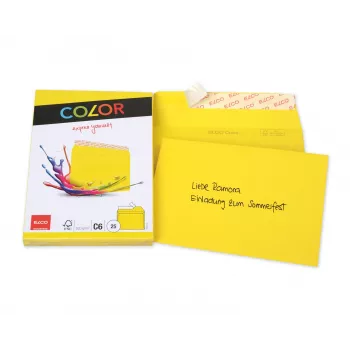 ELCO Color obálka C6 (114 x 162 mm), bez okienka, samolepiaca, 100 g/m², žltá, 25 ks (74634.72)