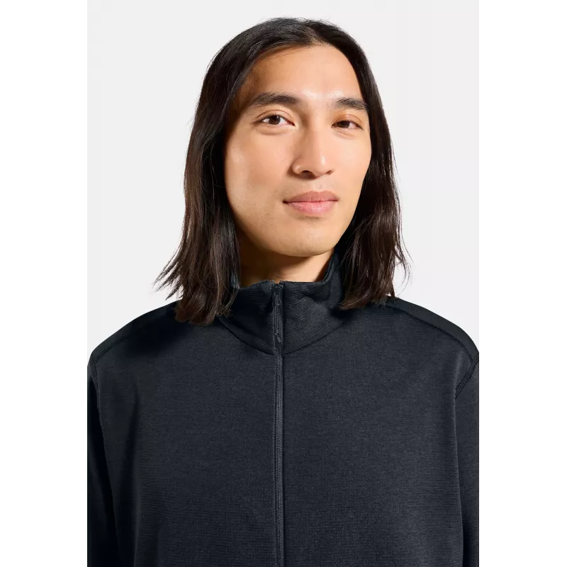 Odlo mikina Grid Fleece Mid Layer Full Zip - Black Melange, veľkosť L