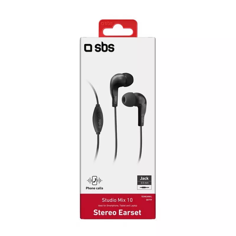 SBS TEINEARKL in-ear headset s mikrofónom - čierny - káblový - 1,2 m kábel - 3,5 mm jack - telefonovanie a hudba