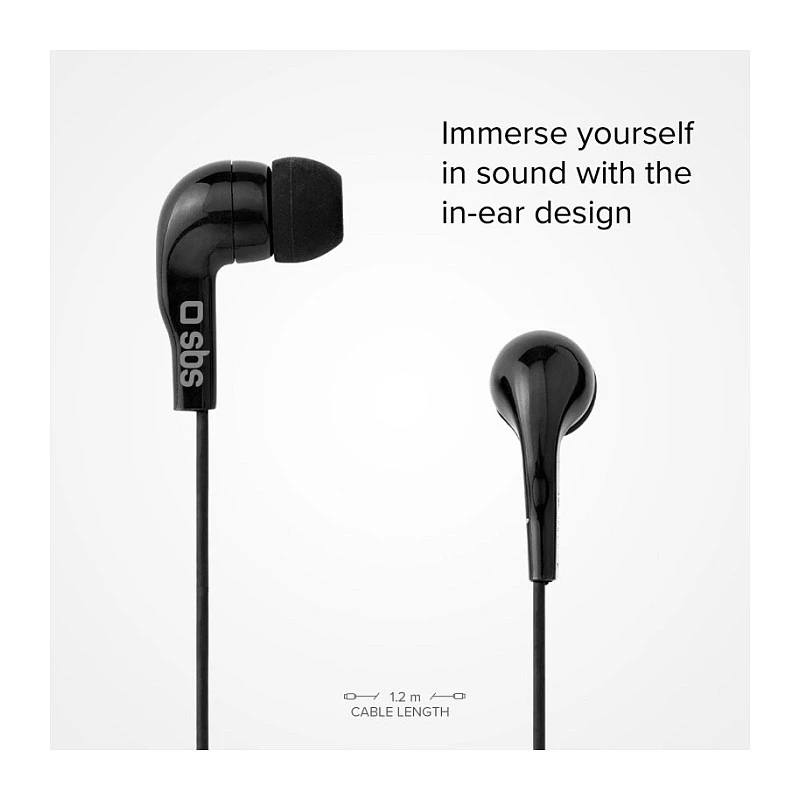 SBS TEINEARKL in-ear headset s mikrofónom - čierny - káblový - 1,2 m kábel - 3,5 mm jack - telefonovanie a hudba