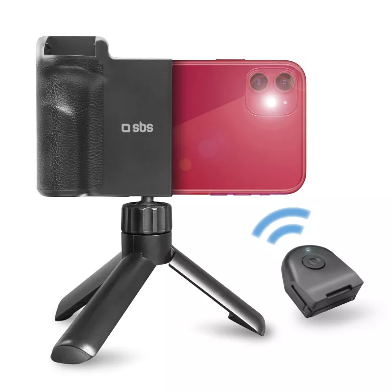SBS Wireless Reflex Set BT smartfón vloggingová súprava s mini statívom, Bluetooth diaľkovou spúšťou a LED prstencovým svetlom, čierna