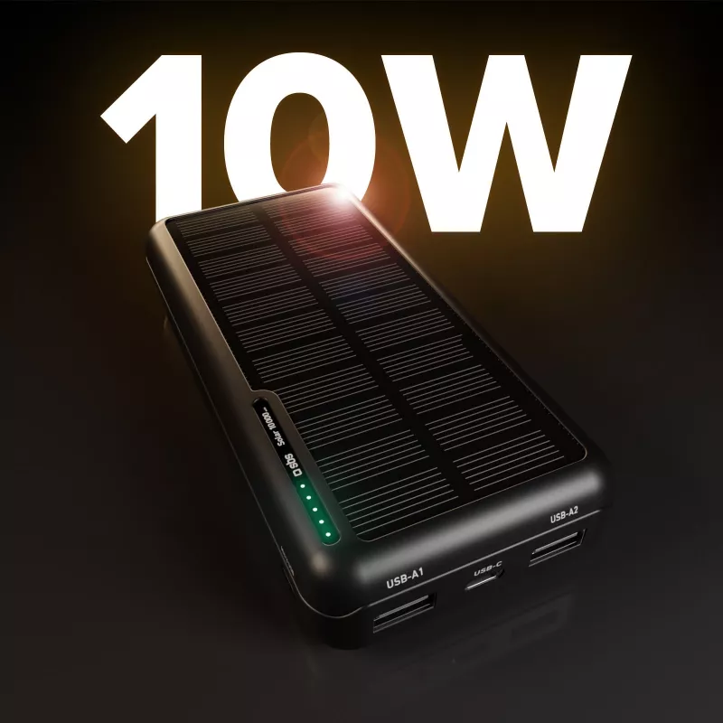 SBS solárna power banka USB/USB-C 10000 mAh čierna