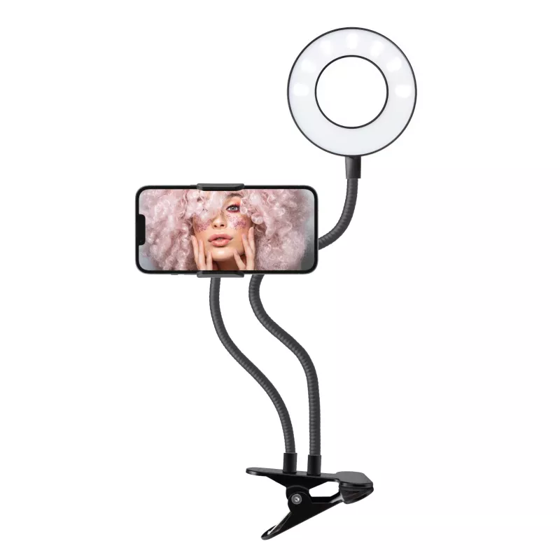 SBS otočný LED prstencový klip na stôl 10 cm 3 svetelné režimy čierny