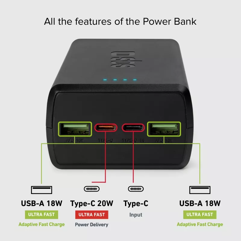 SBS power banka 30000 mAh Power Delivery 20W multi-port čierna