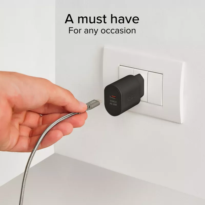 SBS TETR1CPD25 25W USB-C Power Delivery nástenná nabíjačka - čierna