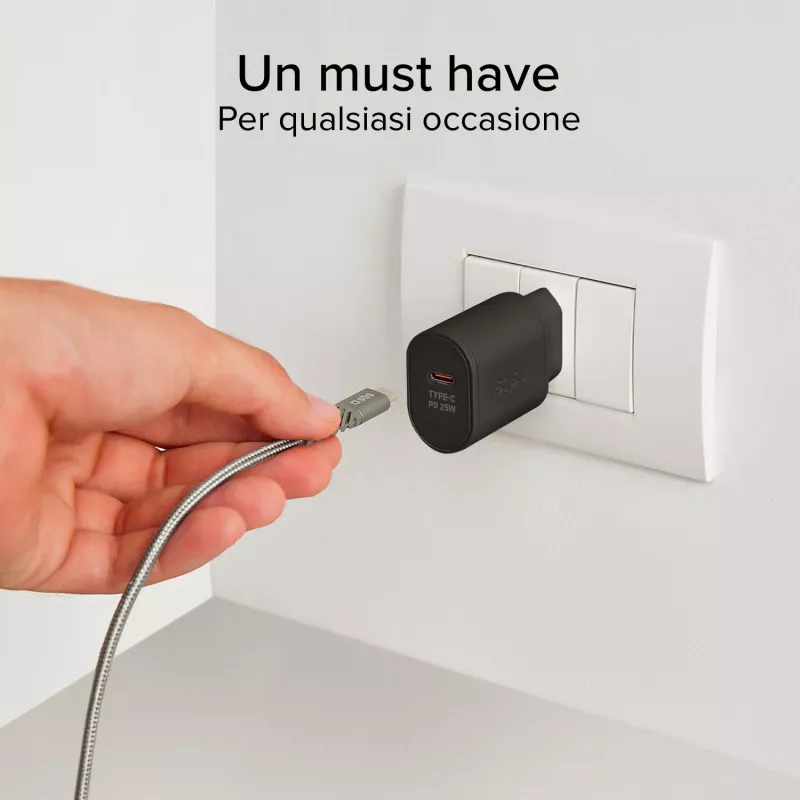 SBS TETR1CPD25 25W USB-C Power Delivery nástenná nabíjačka - čierna