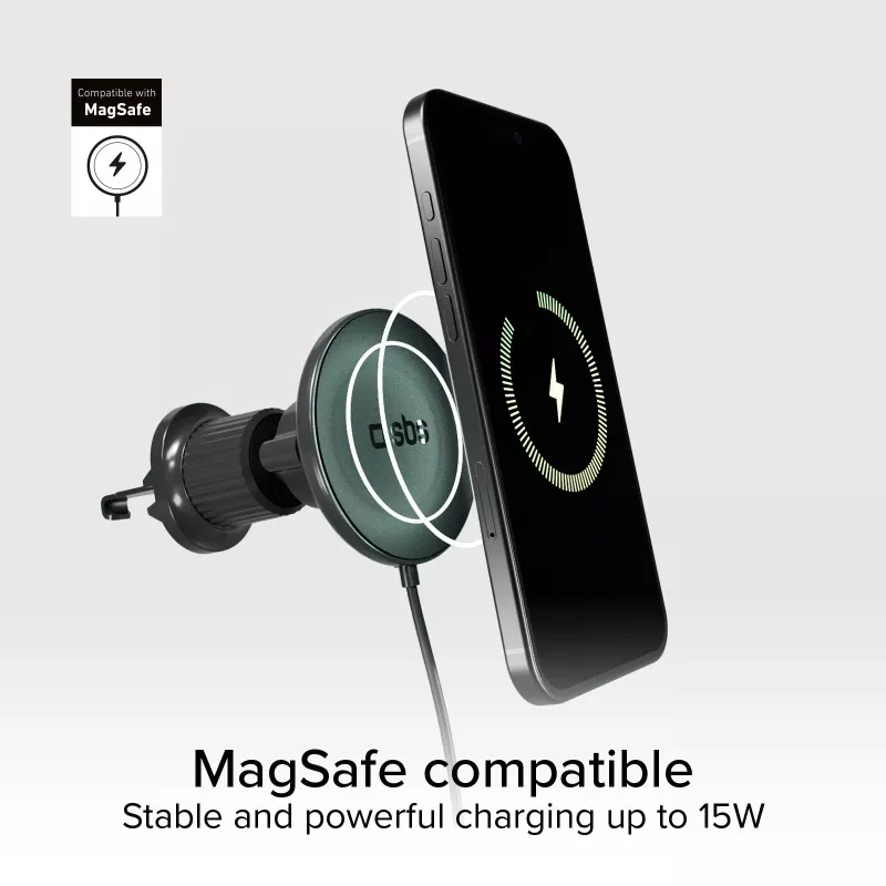 SBS MagSafe magnetická 15W bezdrôtová nabíjačka do auta - čierna