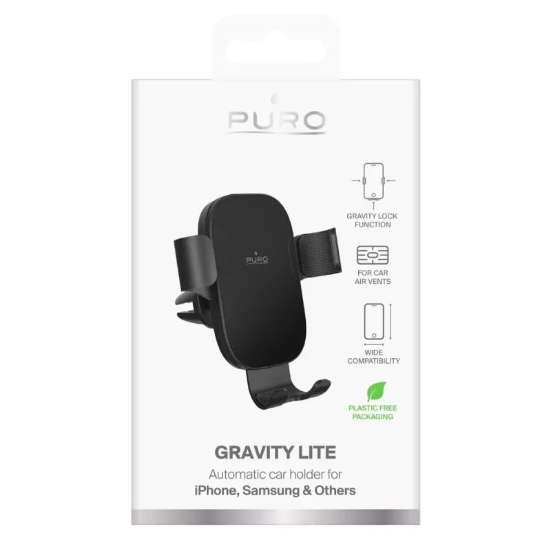 Puro Gravity držiak telefónu do vetracej mriežky auta - univerzálny držiak smartfónu - čierny