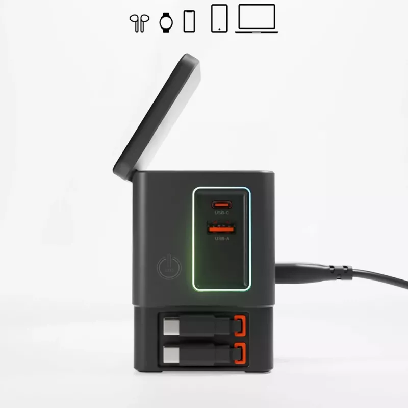 SBS Power Dock 6-in-1 nabíjacia stanica s MagSafe, stojanom a USB-C káblami 65W – čierna