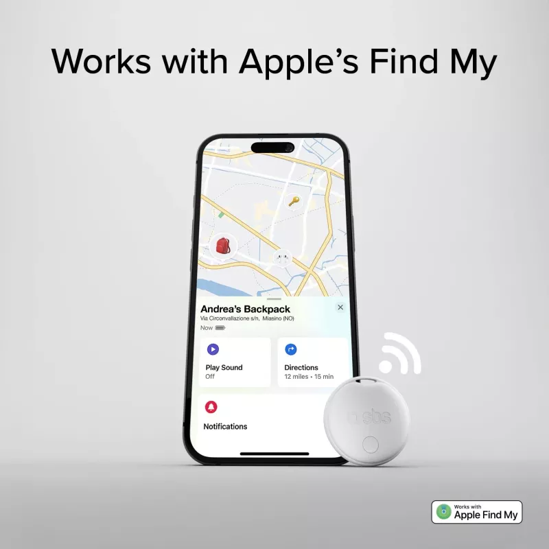 SBS Track My Circle tracker kompatibilný s Apple Find My - balenie 4 ks - biela