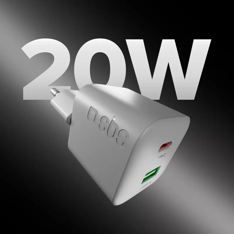 STEP BY STEP SBS 20W 1C + 1A biela USB-C nabíjačka s káblom USB-C na USB-C 1,5 m