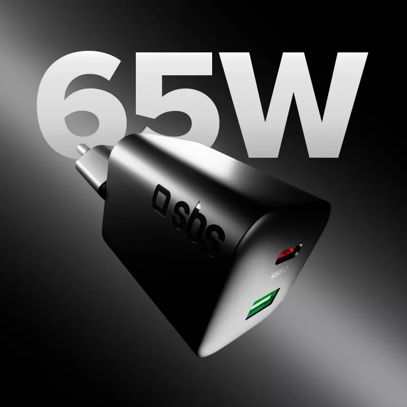 STEP BY STEP SBS 65W USB-C nabíjačka s 1x USB-C a 1x USB-A, čierna, kábel USB-C 1,5 m