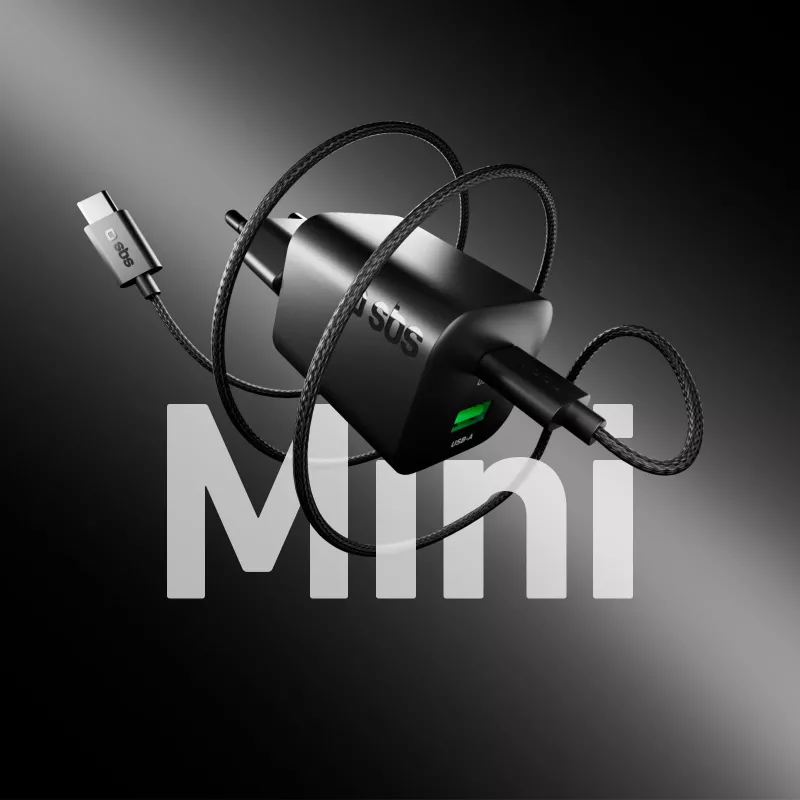 STEP BY STEP SBS 65W USB-C nabíjačka s 1x USB-C a 1x USB-A, čierna, kábel USB-C 1,5 m