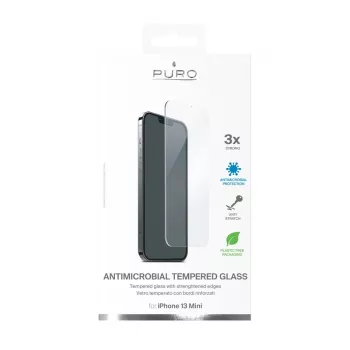 PURO Antibakteriálny tvrdené sklo ochranná fólia displeja pre Apple iPhone 13 Mini