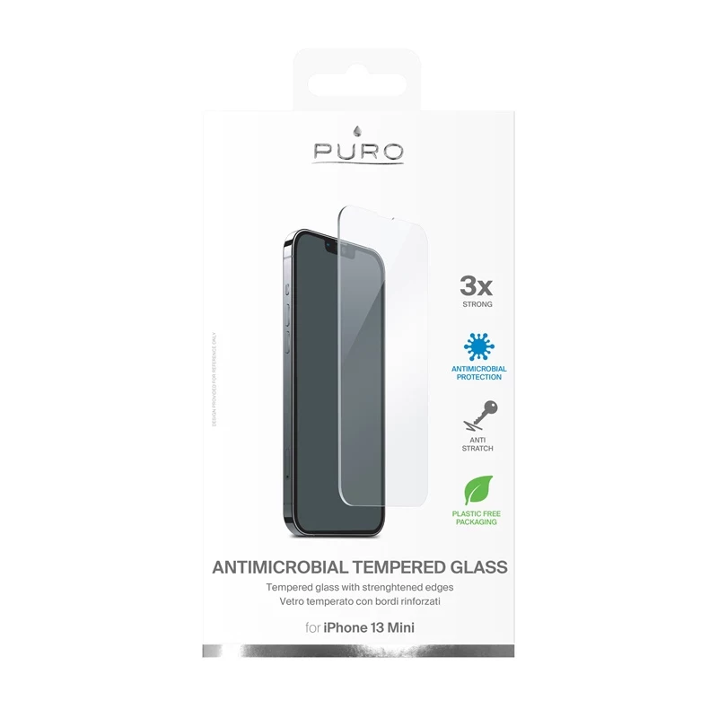 PURO Antibakteriálny tvrdené sklo ochranná fólia displeja pre Apple iPhone 13 Mini