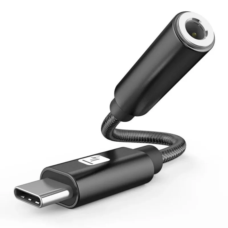 TECHLY USB-C na 3,5 mm audio adaptér s DAC, 12 cm, čierna