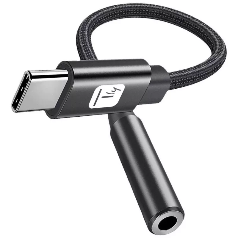 TECHLY USB-C na 3,5 mm audio adaptér s DAC, 12 cm, čierna