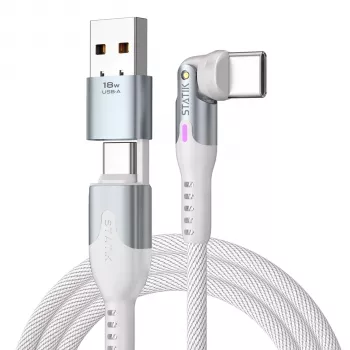 STATIK PowerPivot Pro Rotating 2-in-1 USB-C kábel biela 2m