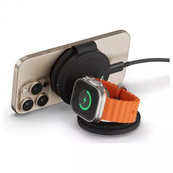 Satechi OntheGo 3-in-1 bezdrôtová nabíjačka s Qi2, čierna, 15W, ST-QTG31K