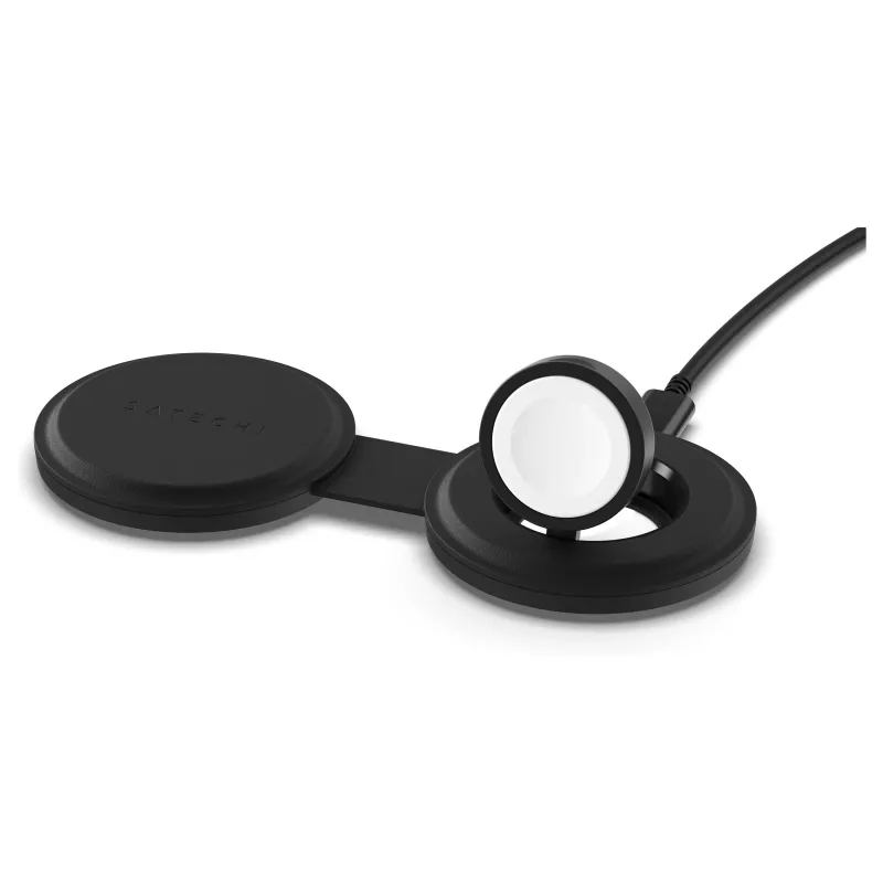 Satechi OntheGo 2-in-1 bezdrôtová nabíjačka s Qi2, čierna, 15W, ST-QTG21K