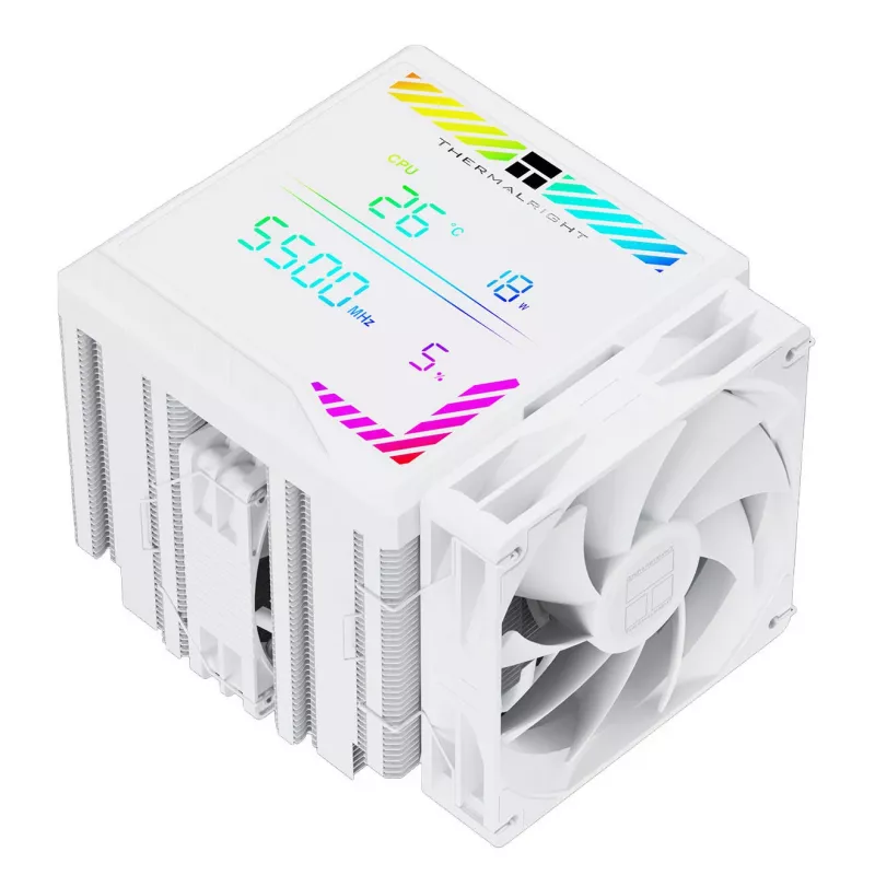 Thermalright Peerless Assassin 140 Digital White dvojvežový vzduchový chladič CPU, 7 heatpipes, 2x140mm PWM ventilátory, biela LED, Intel/AMD