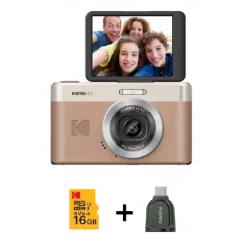 Kodak PixPro C1 digitálny fotoaparát hnedý + 16GB pamäťová karta