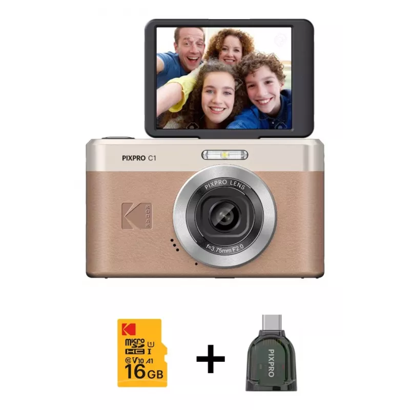 Kodak PixPro C1 digitálny fotoaparát hnedý + 16GB pamäťová karta