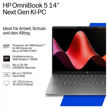 HP OmniBook 5 14-hm0151ng 14-palcový WUXGA OLED 300 Nits, AMD Ryzen AI 5 330 (4C), 16GB RAM, 512GB SSD, Windows 11